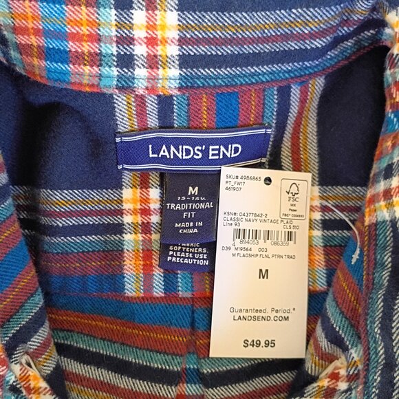 Lands' End Men's Flagship Flannel Shirt Size Medium NWT - Picture 5 of 8